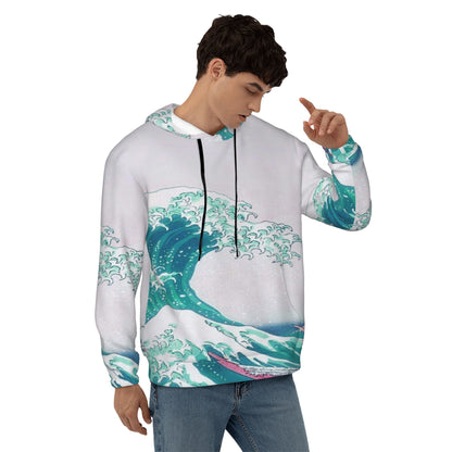 Ocean Wave Print Hoodie