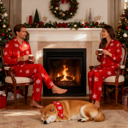 Holiday Red Snowflake Matching Pajamas