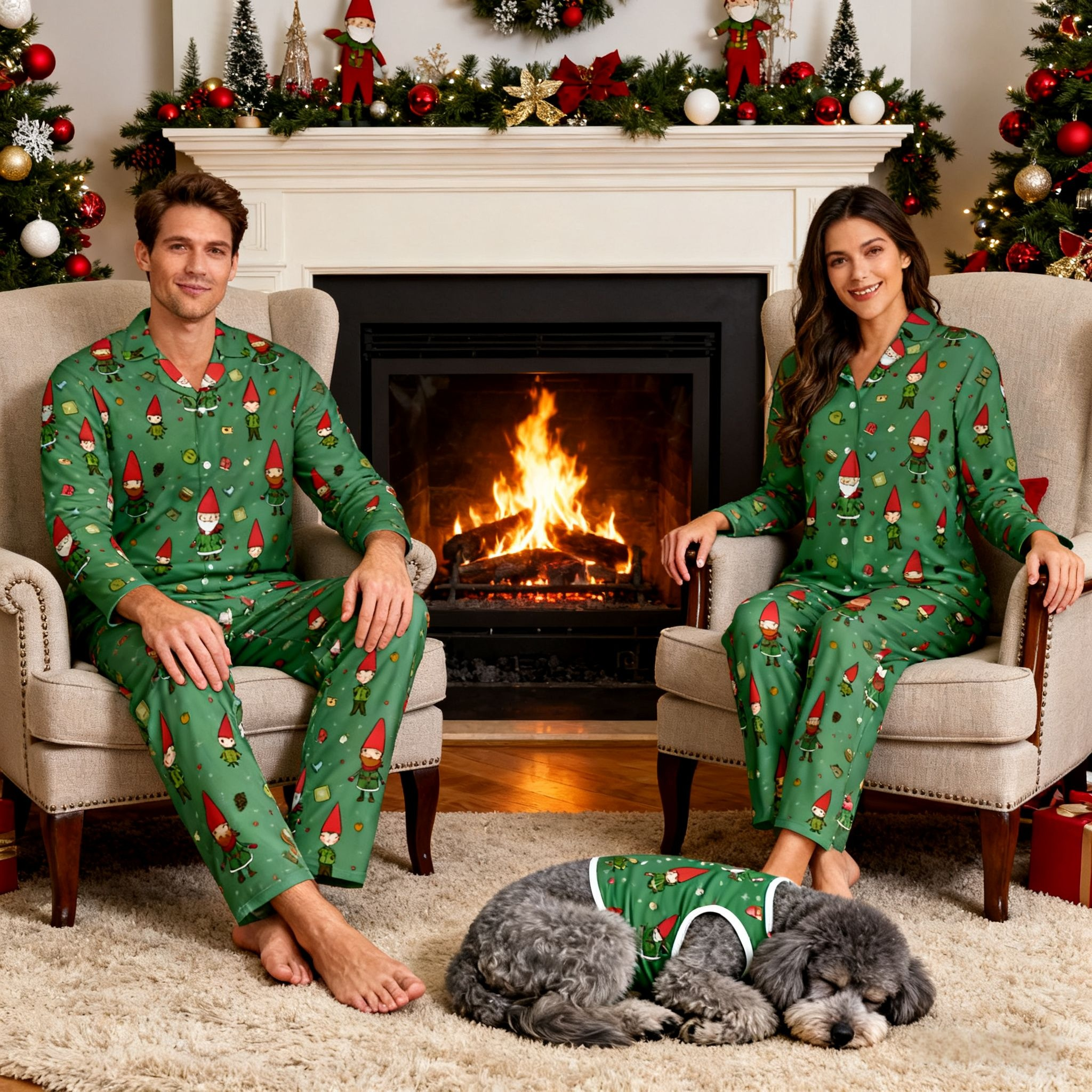 Holiday Green Elf Matching Pajamas