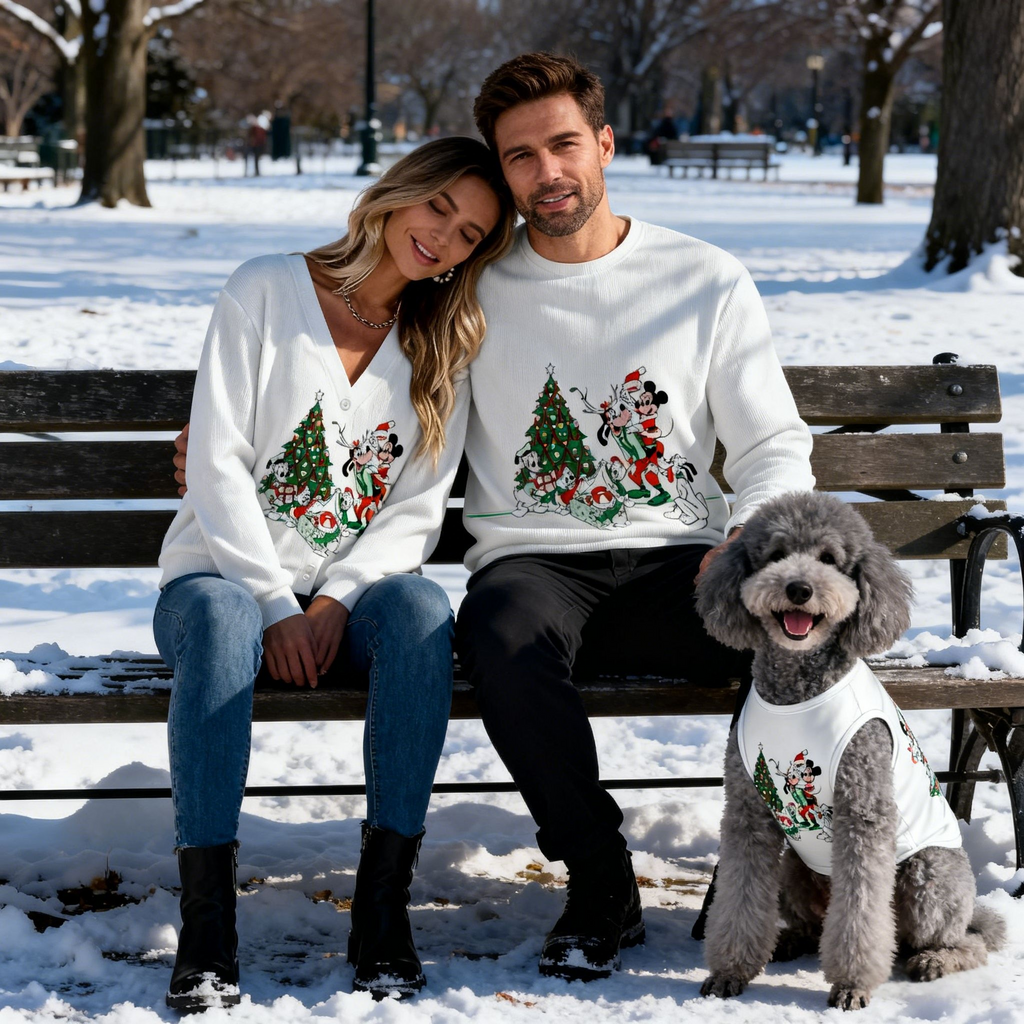 Holiday White Christmas Tree Matching Set Sweater