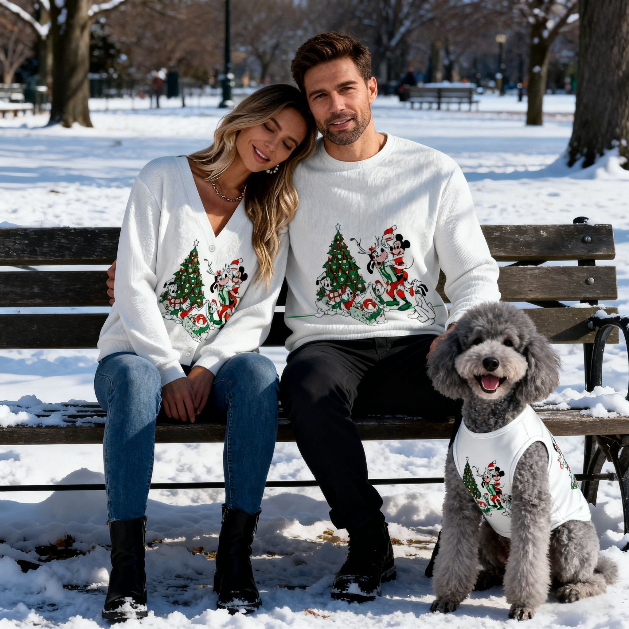 Holiday White Christmas Tree Matching Set Sweater