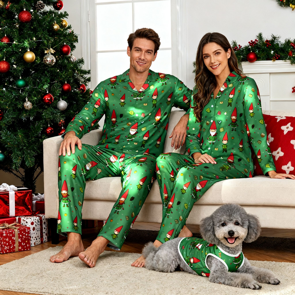 Holiday Green Elf Matching Pajamas