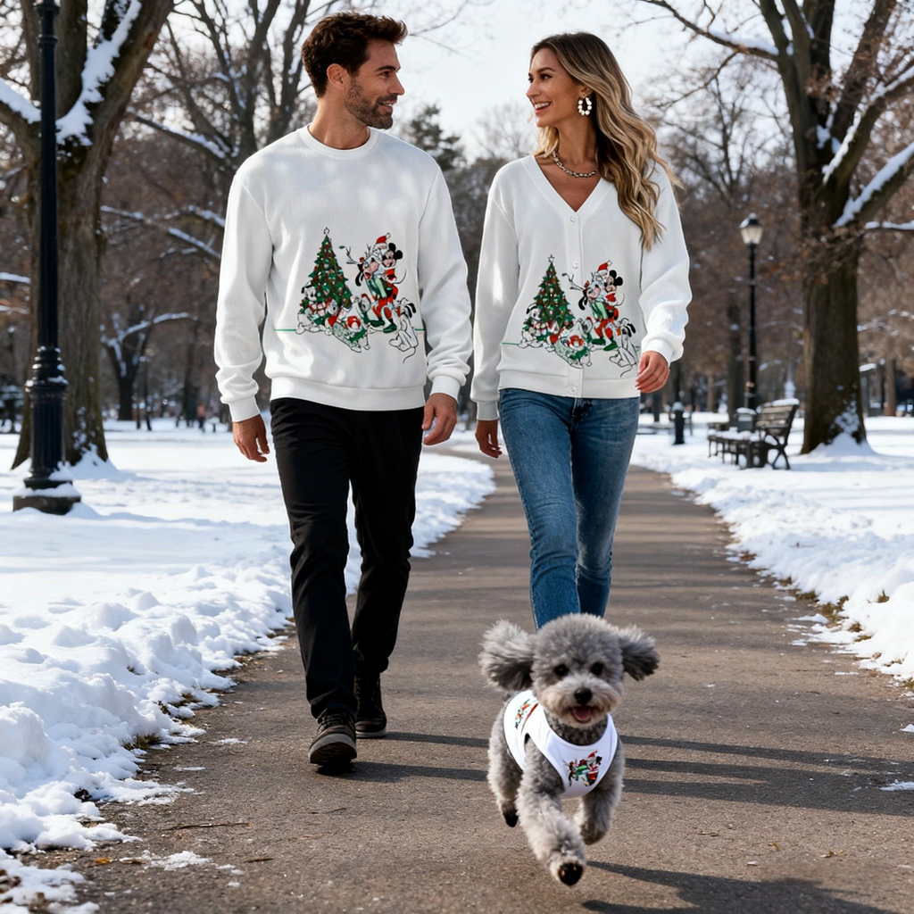 Holiday White Christmas Tree Matching Set Sweater