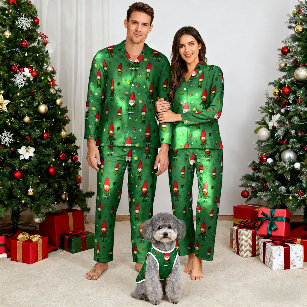 Holiday Green Elf Matching Pajamas