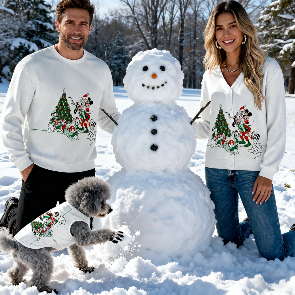 Holiday White Christmas Tree Matching Set Sweater