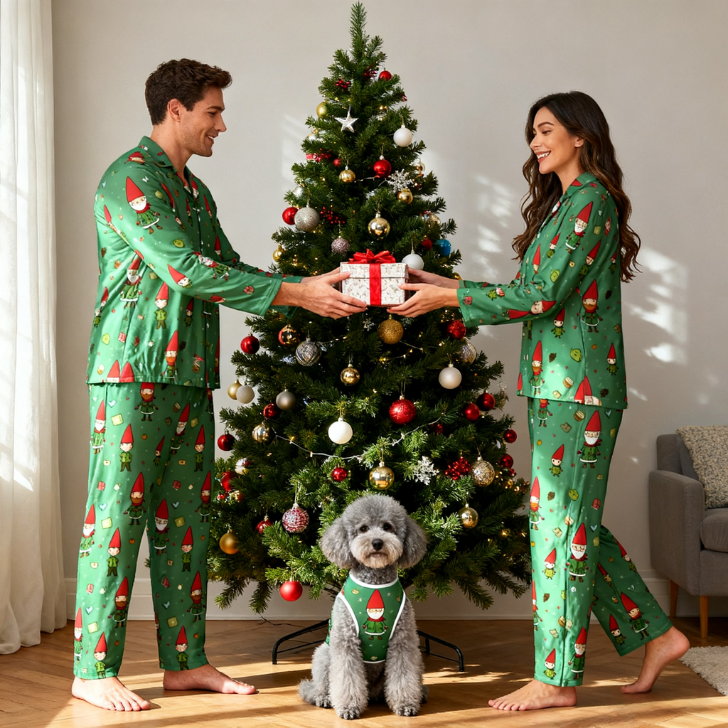 Holiday Green Elf Matching Pajamas