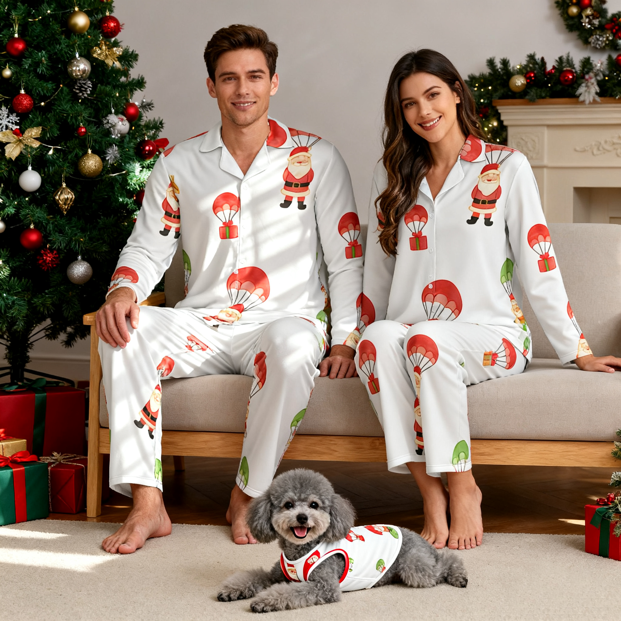 Holiday Parachute Santa Matching Pajamas