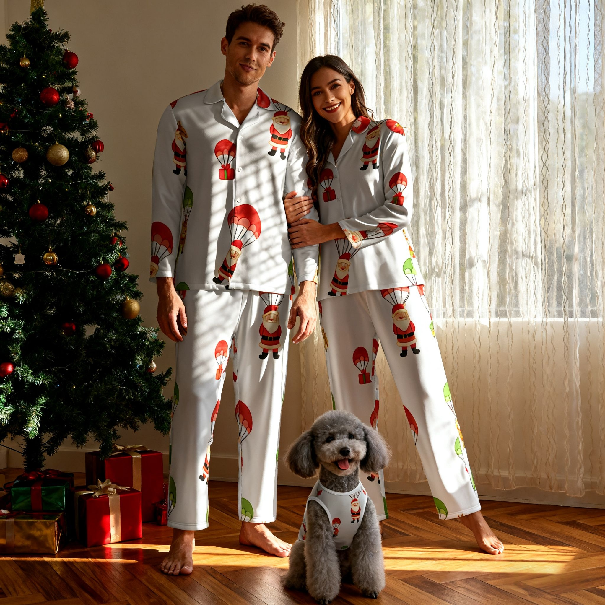 Holiday Parachute Santa Matching Pajamas
