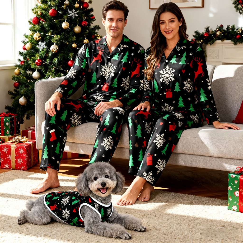 Holiday Green Santa Matching Pajamas