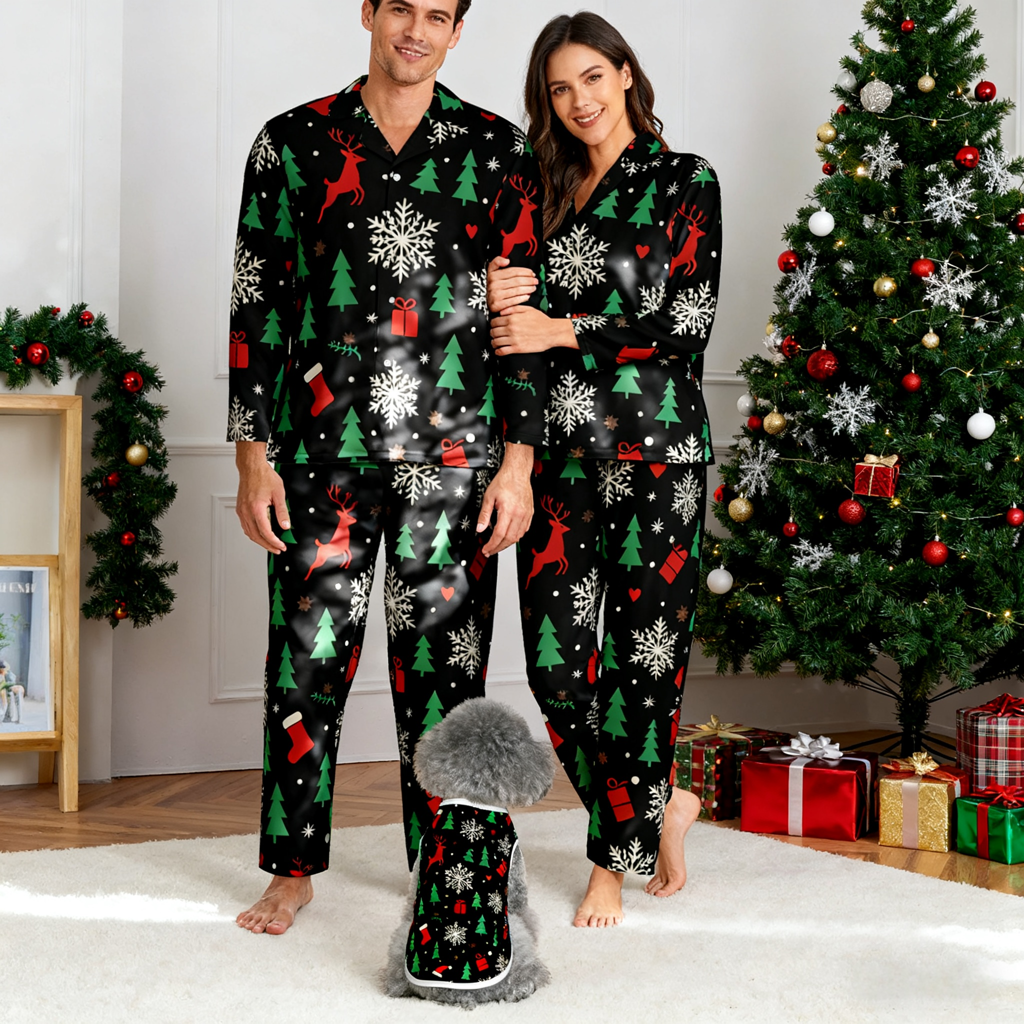 Holiday Green Santa Matching Pajamas