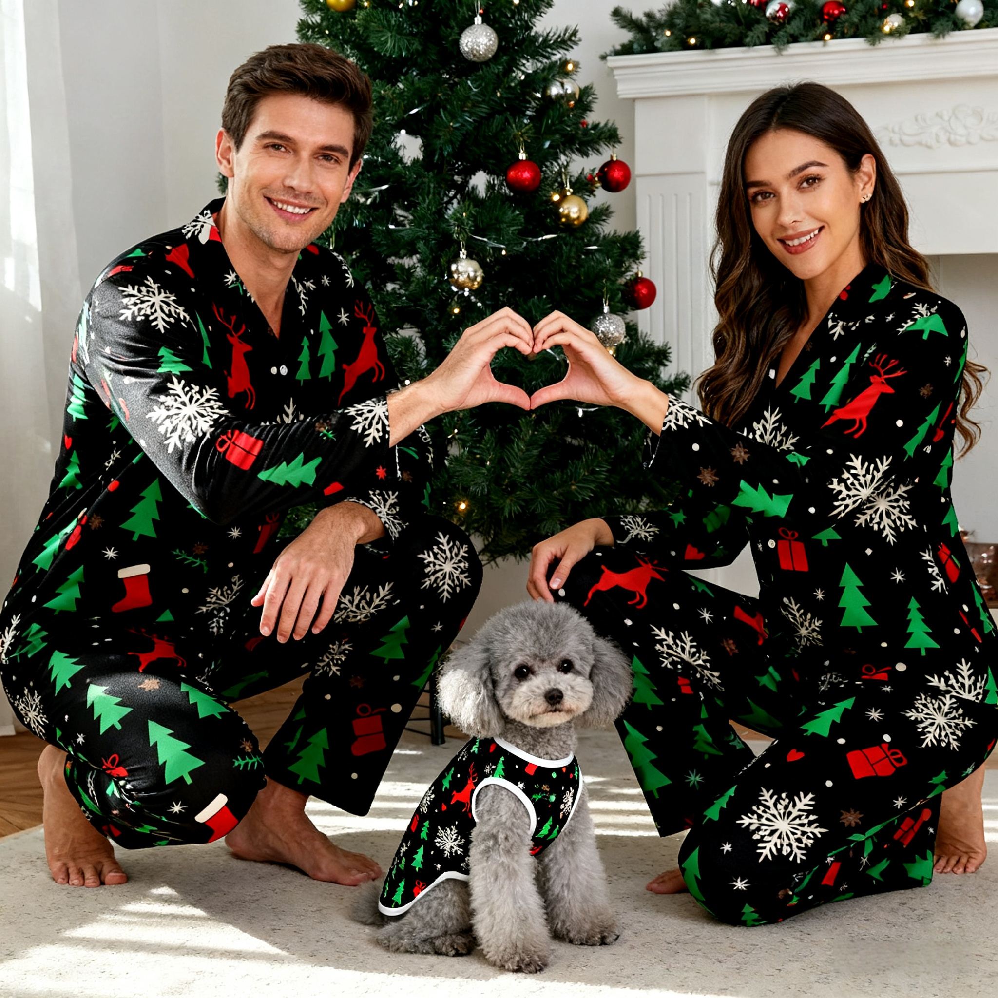 Holiday Green Santa Matching Pajamas