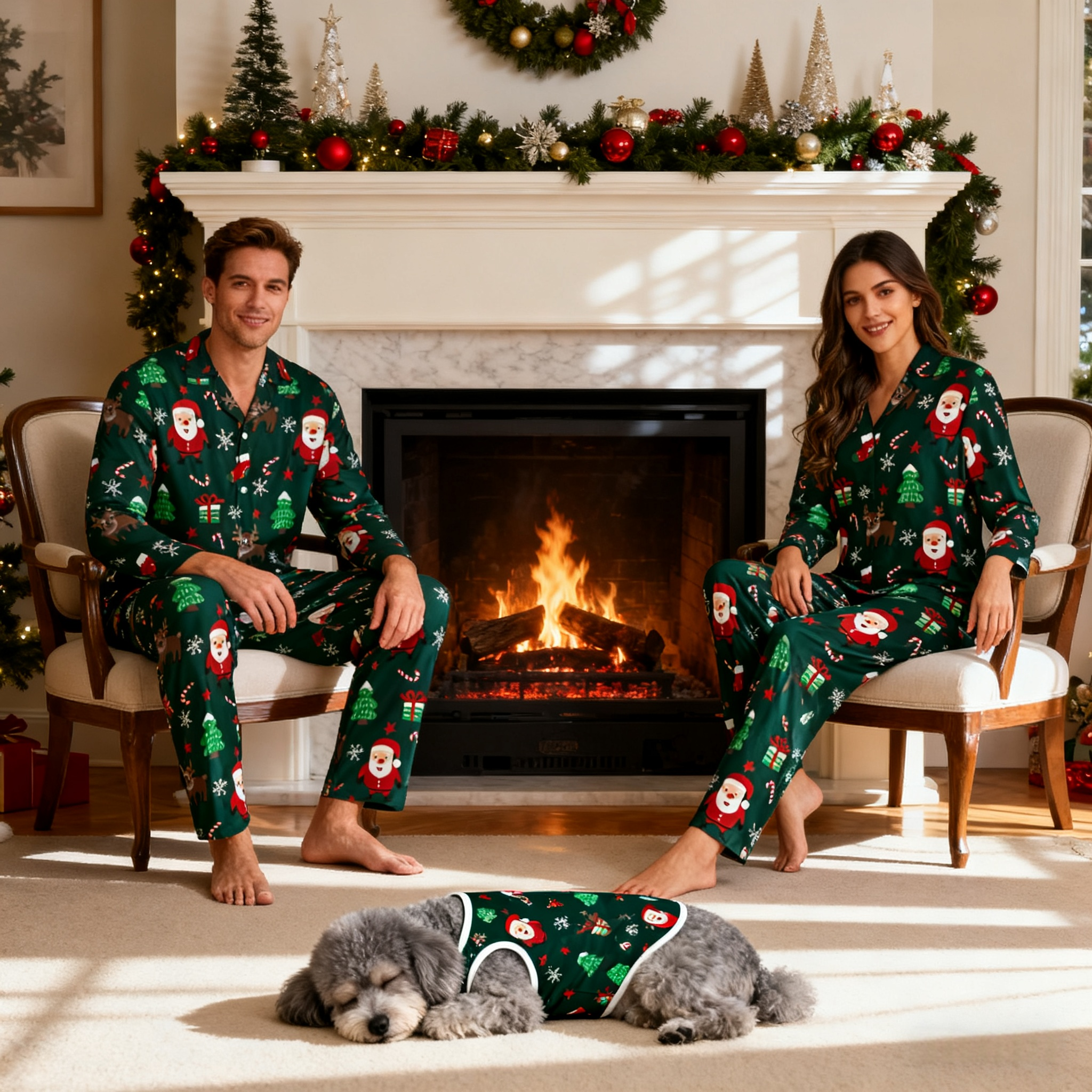 Holiday Santa & Tree Matching Pajamas