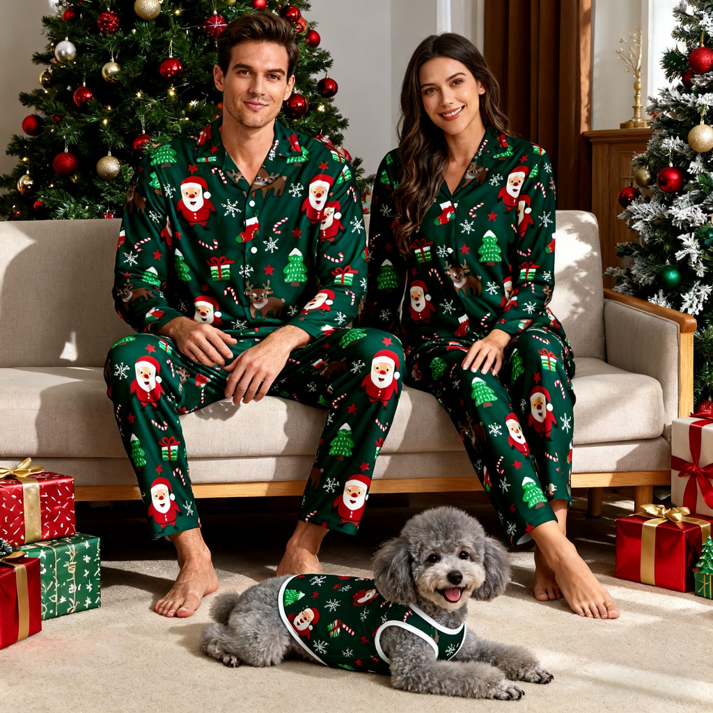Holiday Santa & Tree Matching Pajamas