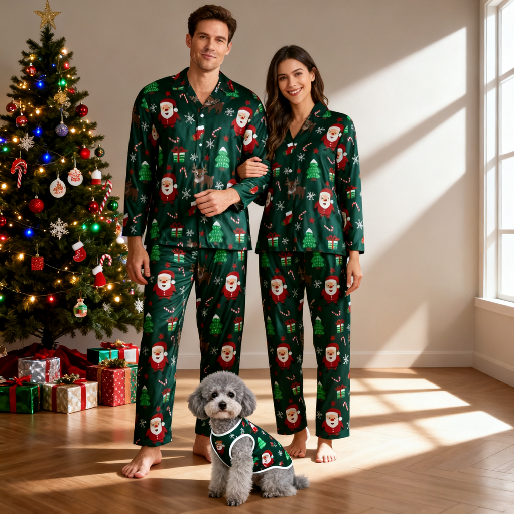 Holiday Santa & Tree Matching Pajamas