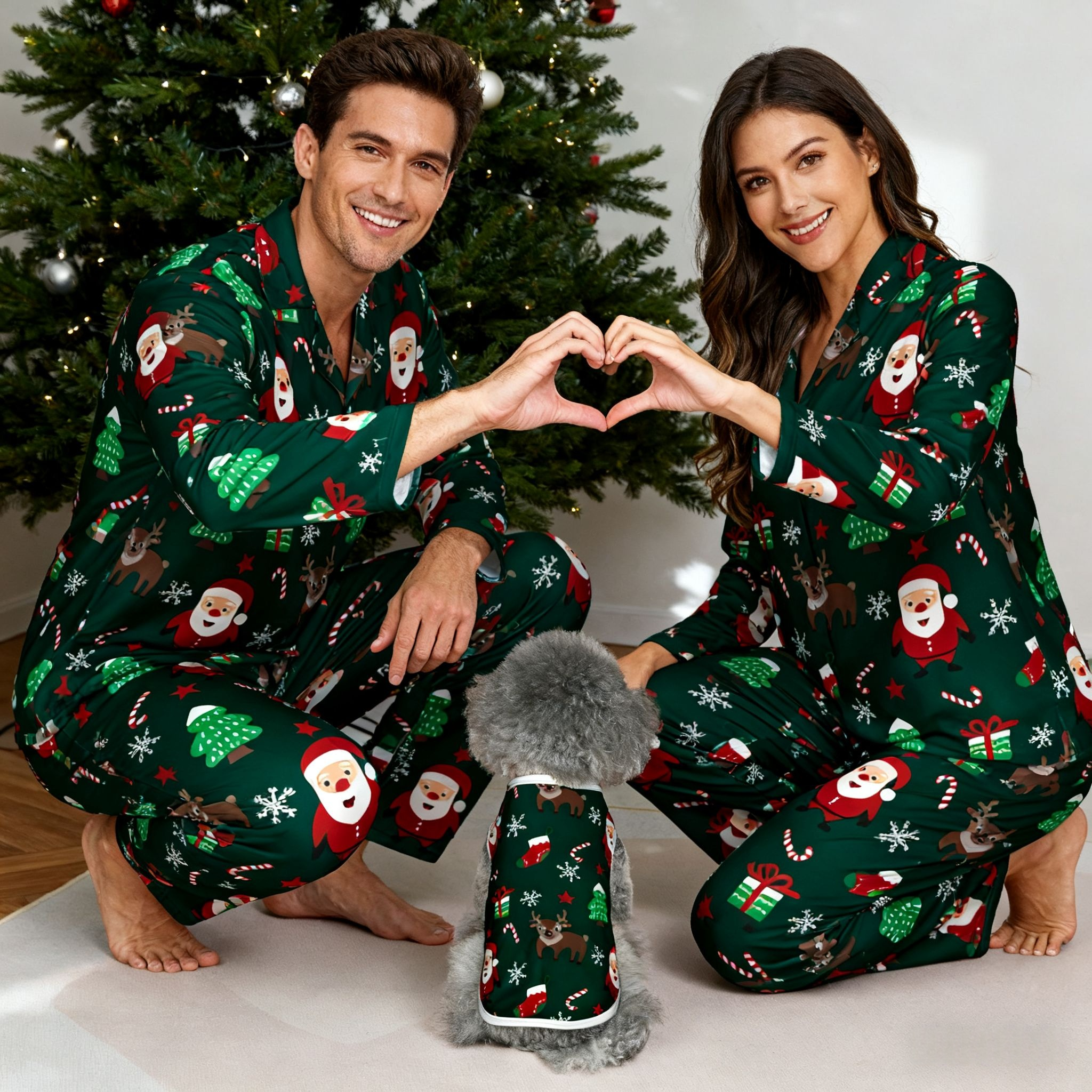 Holiday Santa & Tree Matching Pajamas