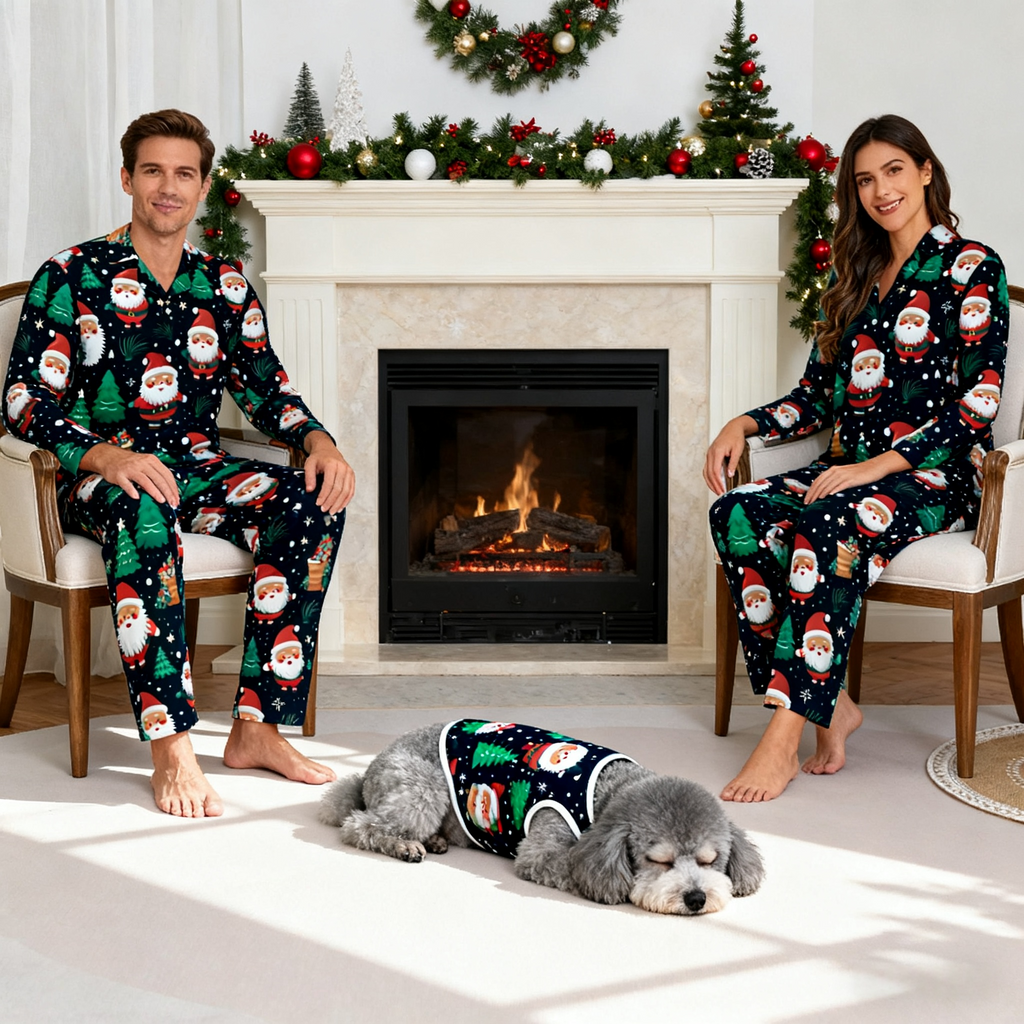 Holiday Santa Snowflake Matching Pajamas