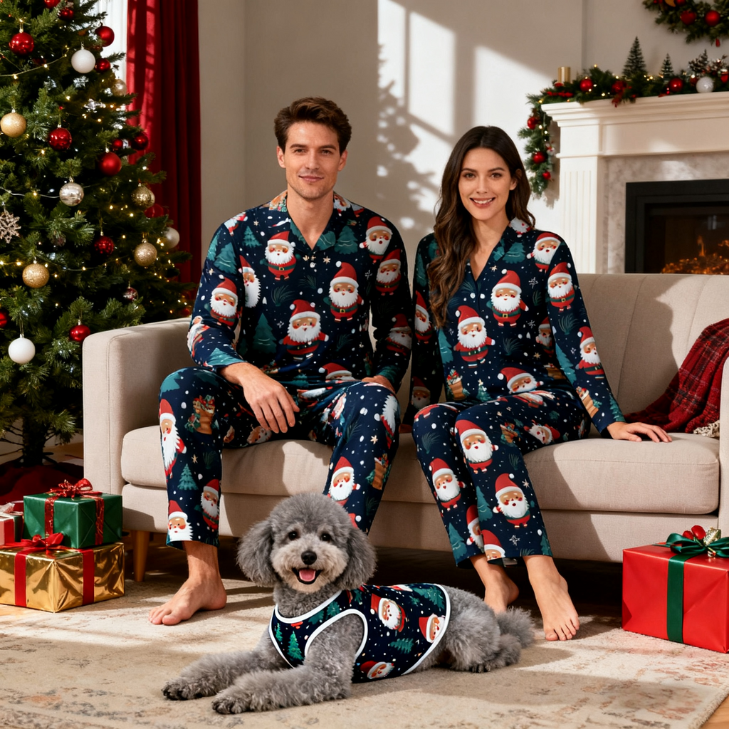 Holiday Santa Snowflake Matching Pajamas