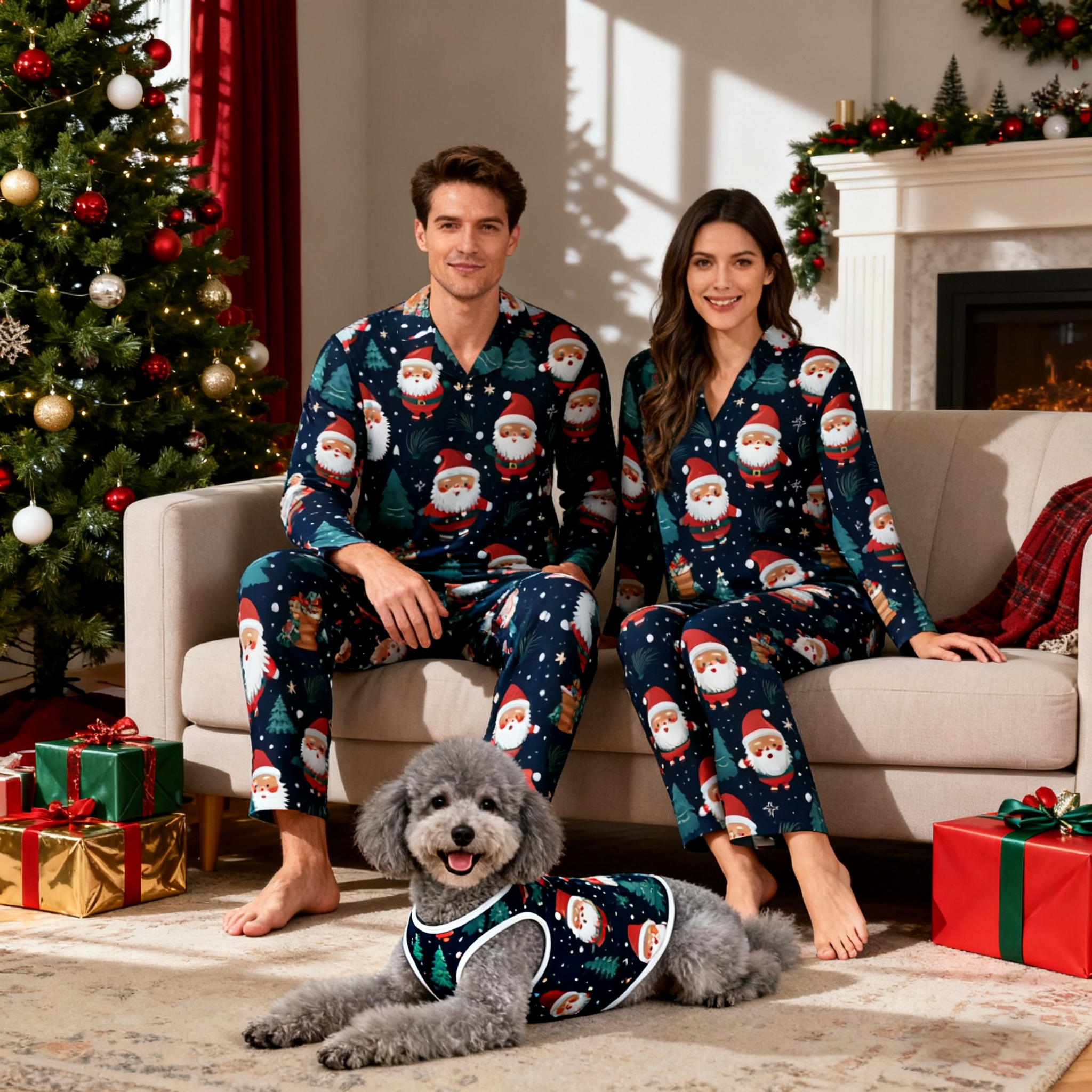 Holiday Santa Snowflake Matching Pajamas