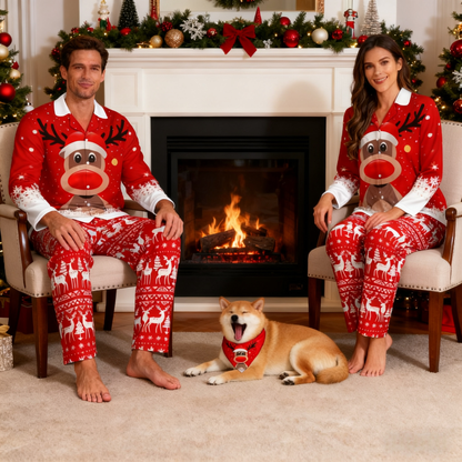 Holiday Red Reindeer Matching Pajamas