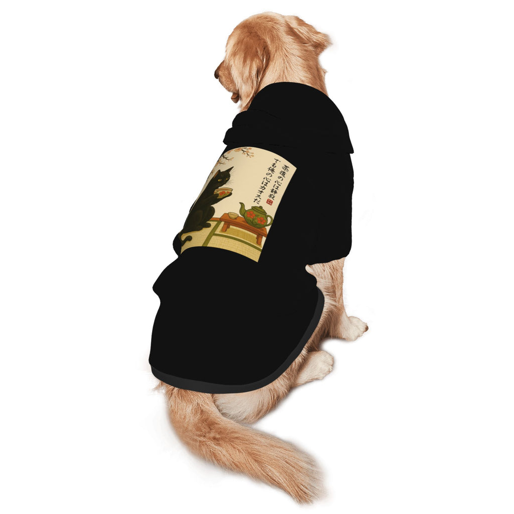 Vintage Black Cat Tea Dog Hoodie