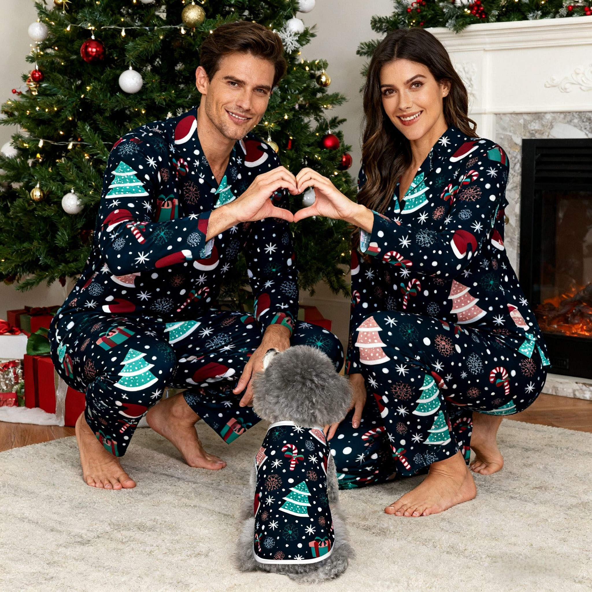 Holiday Santa & Tree Fun Matching Pajamas