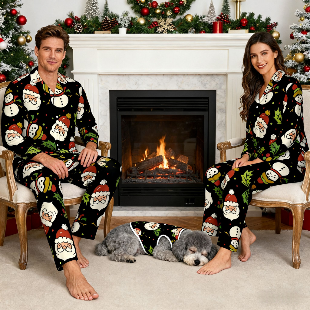 Holiday Santa & Snowman Pajamas