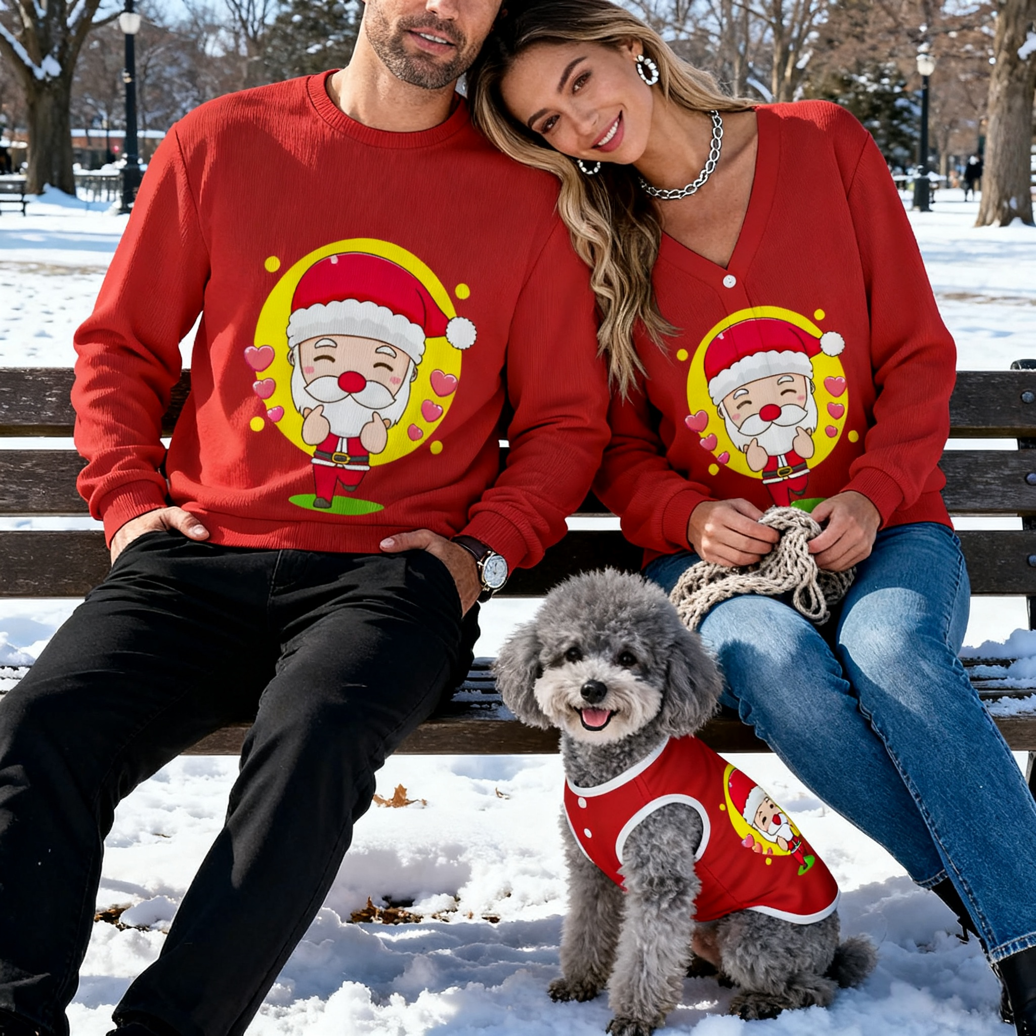 Cute Santa Hearts Sweater