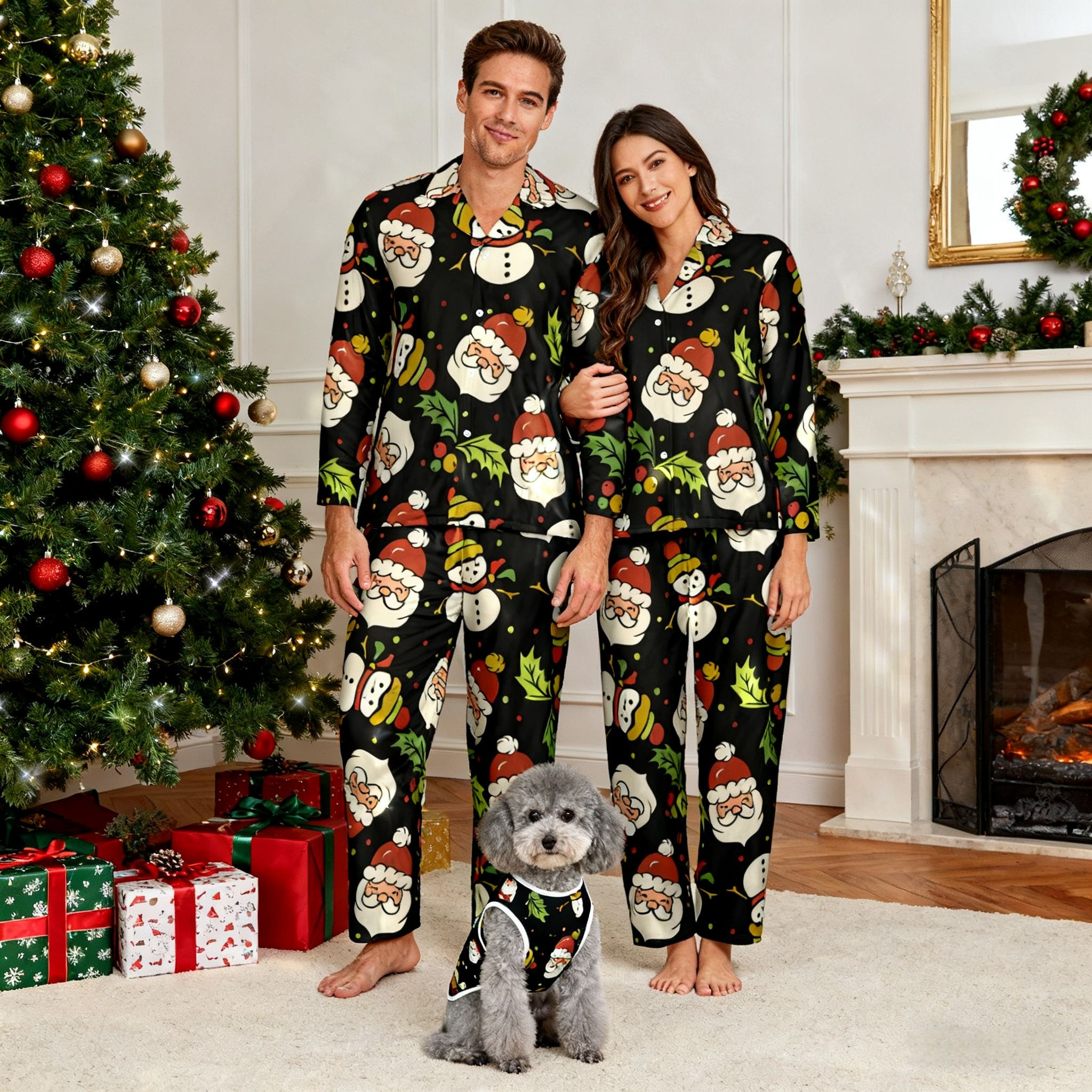 Holiday Santa & Snowman Pajamas