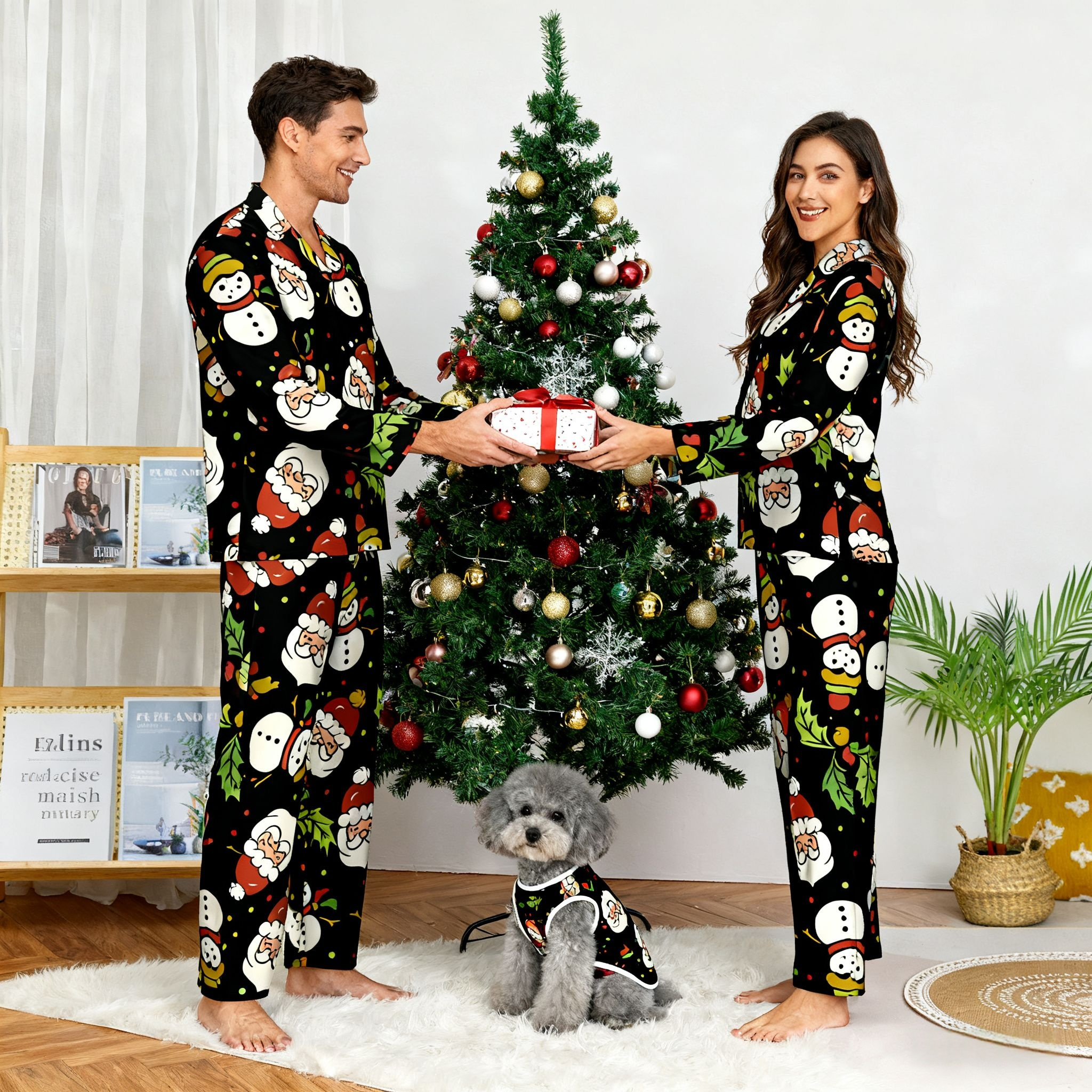 Holiday Santa & Snowman Pajamas