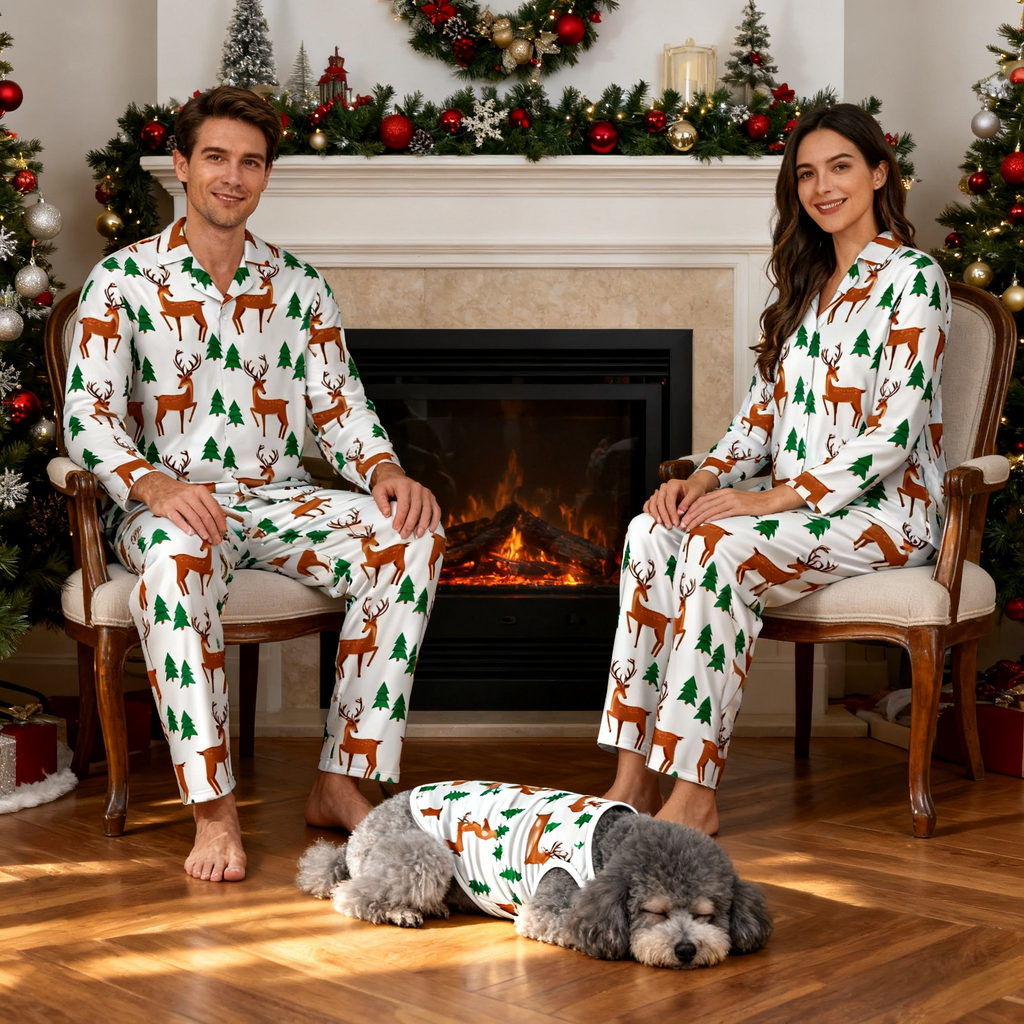 Holiday Reindeer Forest Christmas Pajamas