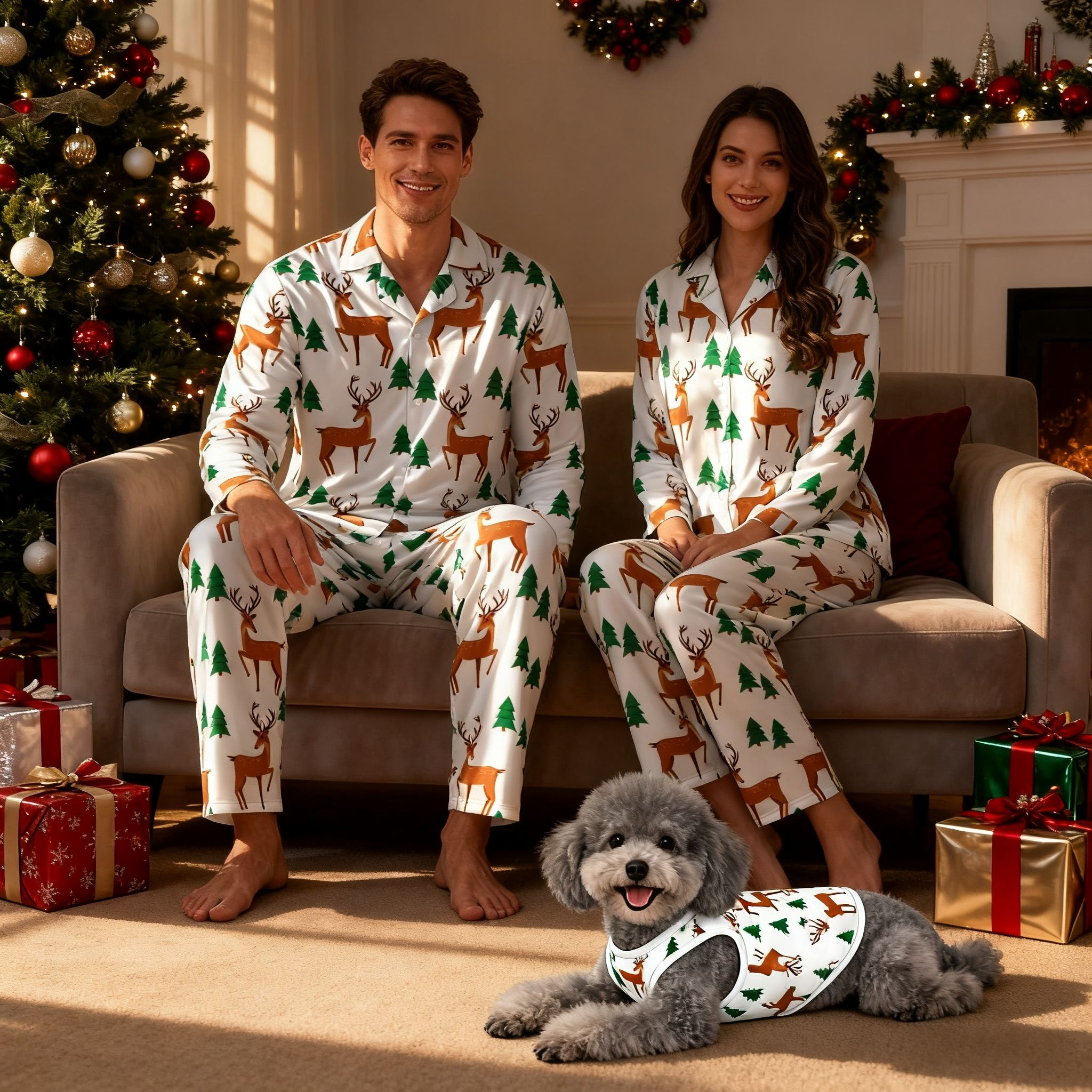 Holiday Reindeer Forest Christmas Pajamas