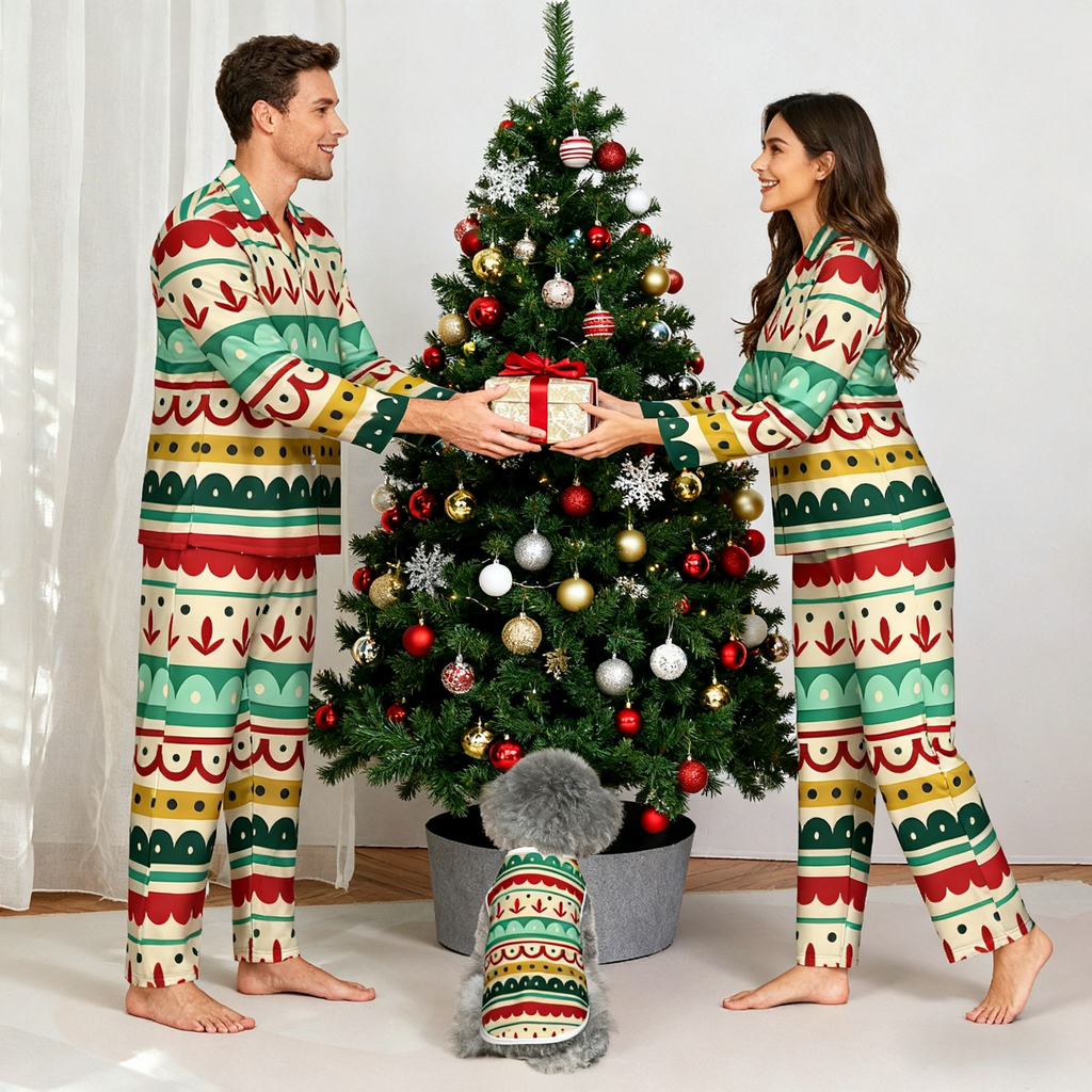 Holiday Festive Stripe Matching Pajamas