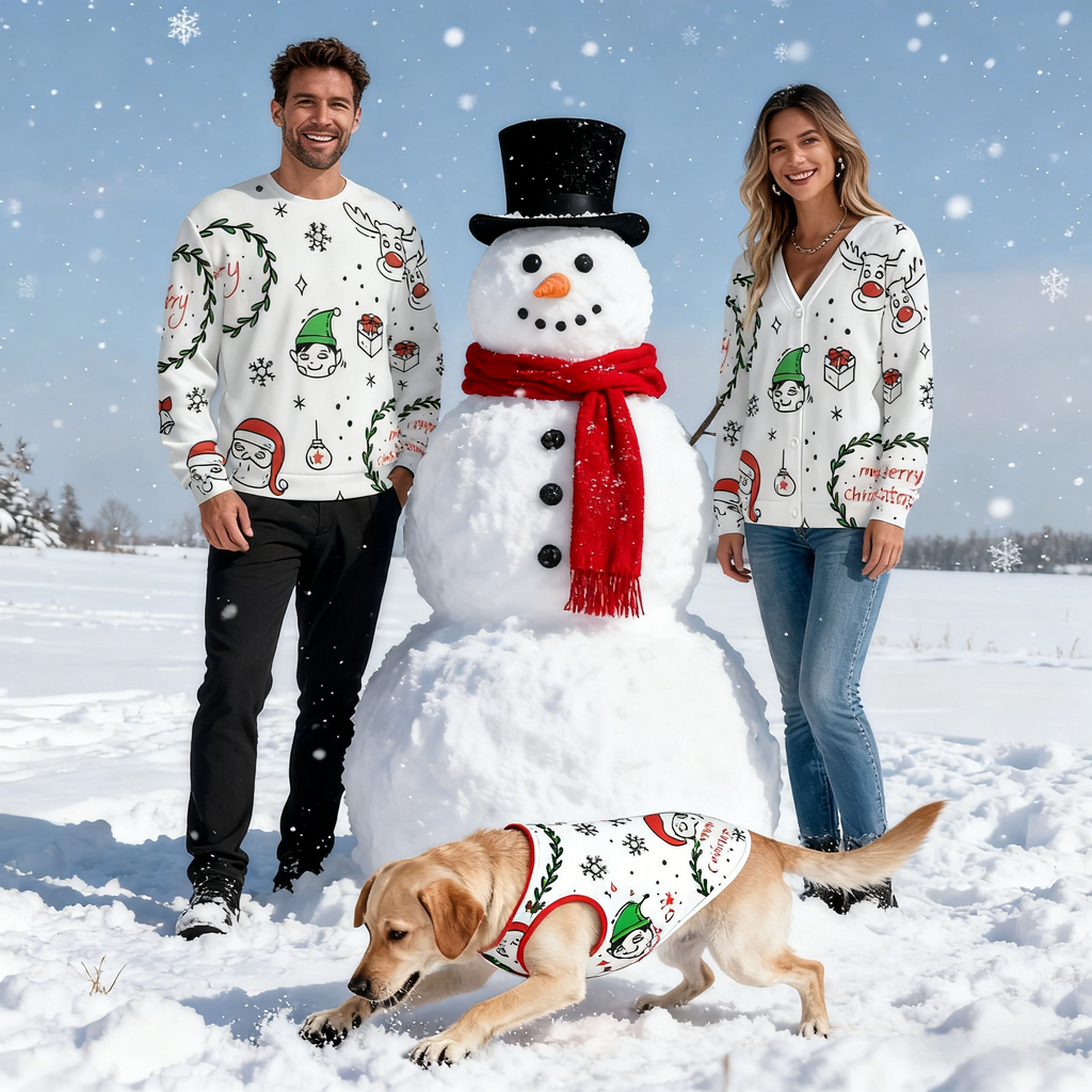 Holiday Wreath & Characters Sweater