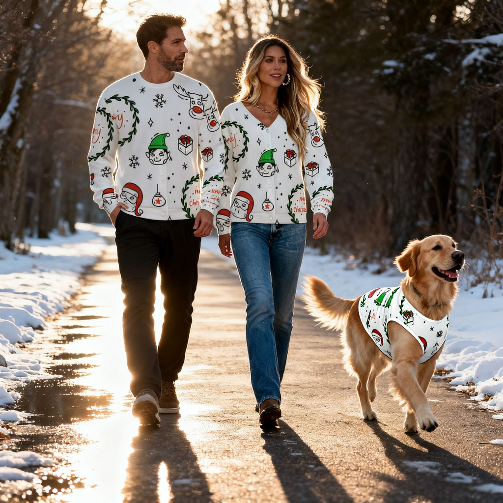 Holiday Wreath & Characters Sweater
