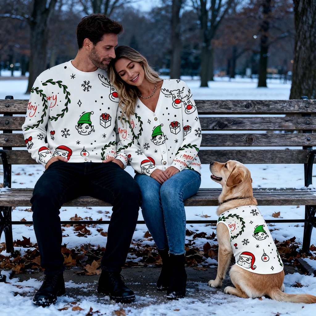 Holiday Wreath & Characters Sweater
