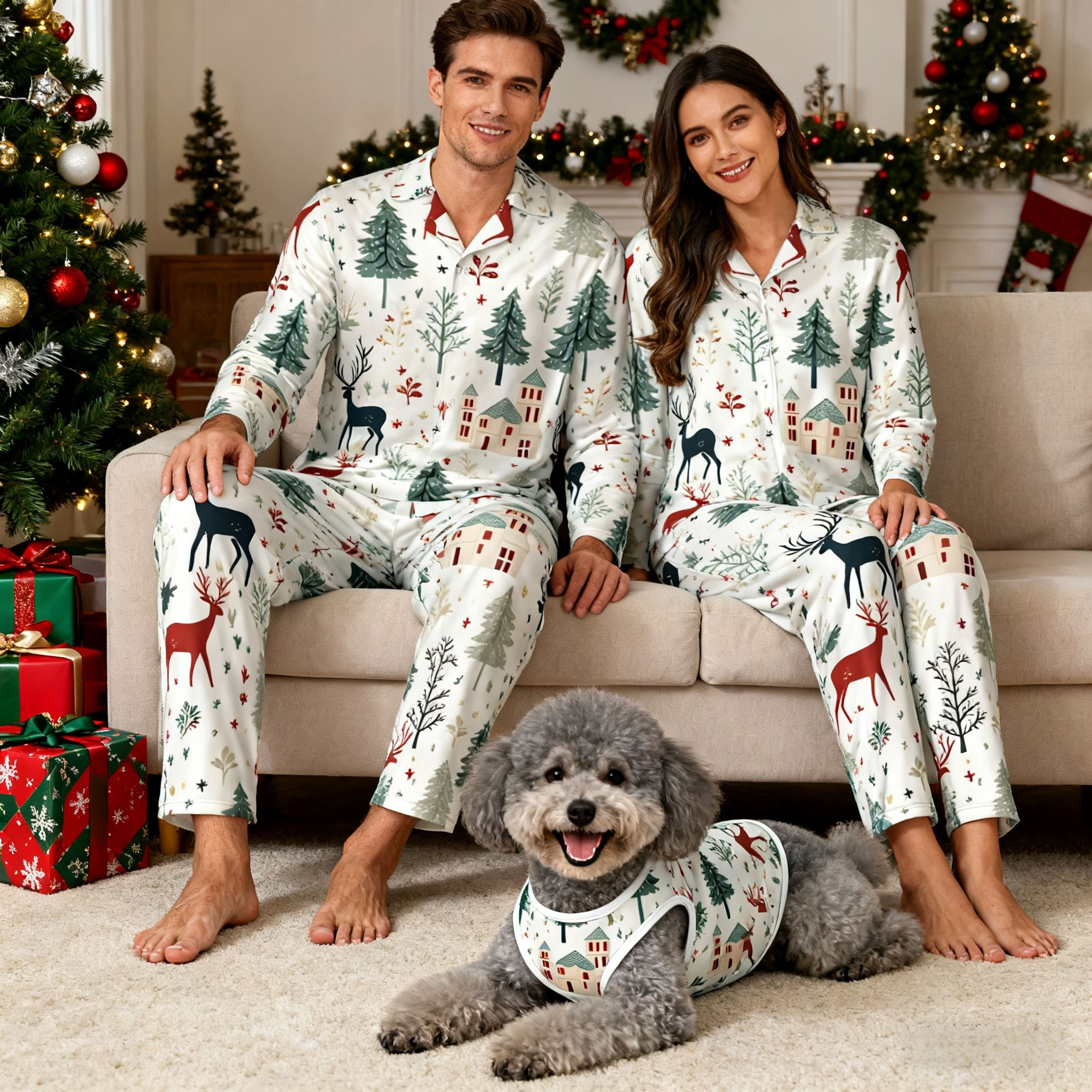 Holiday Reindeer Village Matching Pajamas