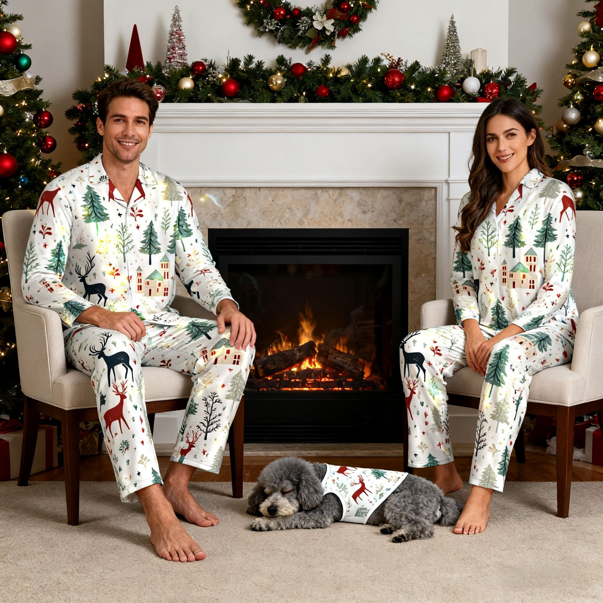 Holiday Reindeer Village Matching Pajamas