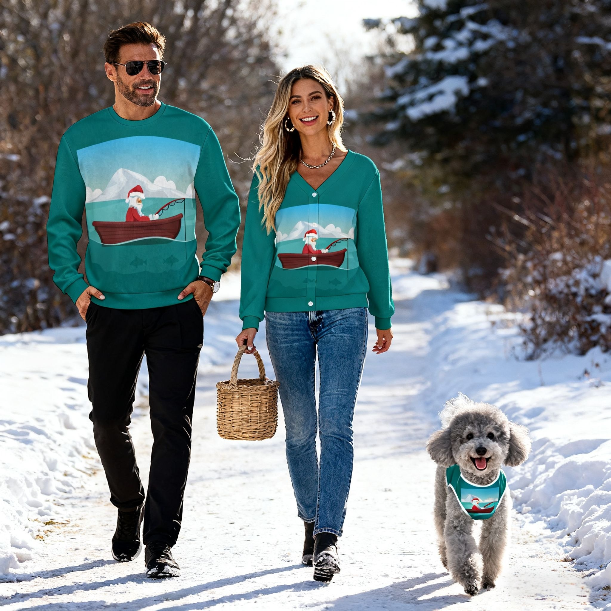 Santa Fishing Sweater