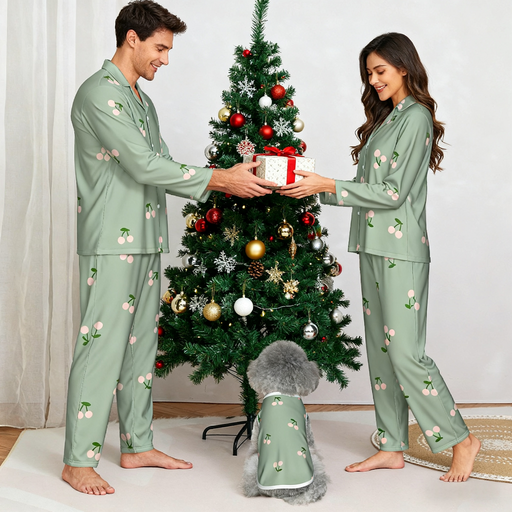 Holiday Cherry Blossom Christmas Pajamas