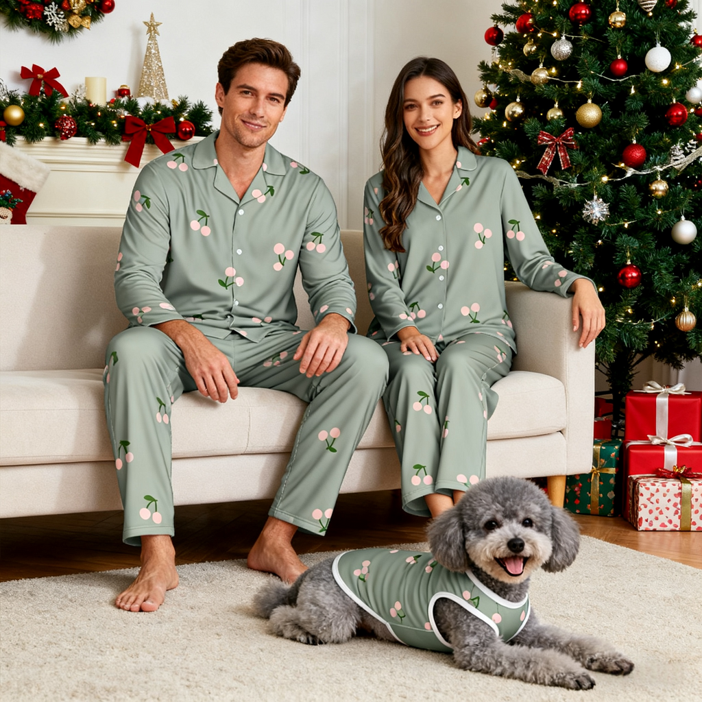Holiday Cherry Blossom Christmas Pajamas