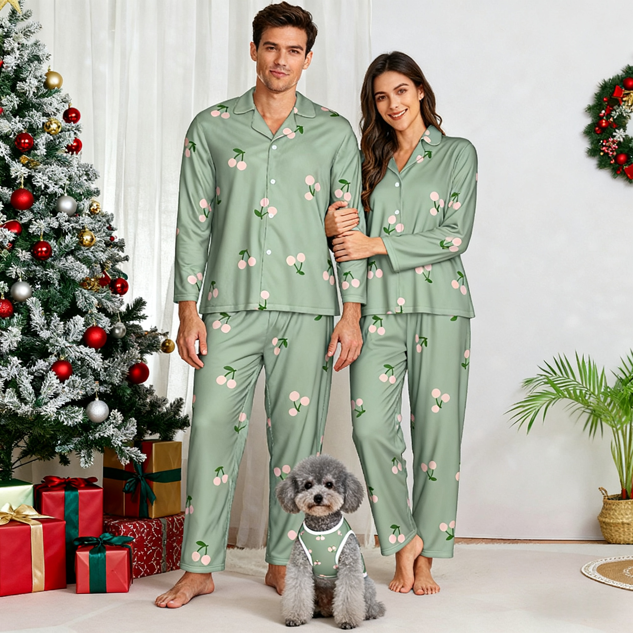 Holiday Cherry Blossom Christmas Pajamas