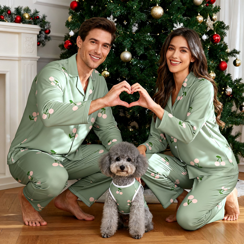 Holiday Cherry Blossom Christmas Pajamas