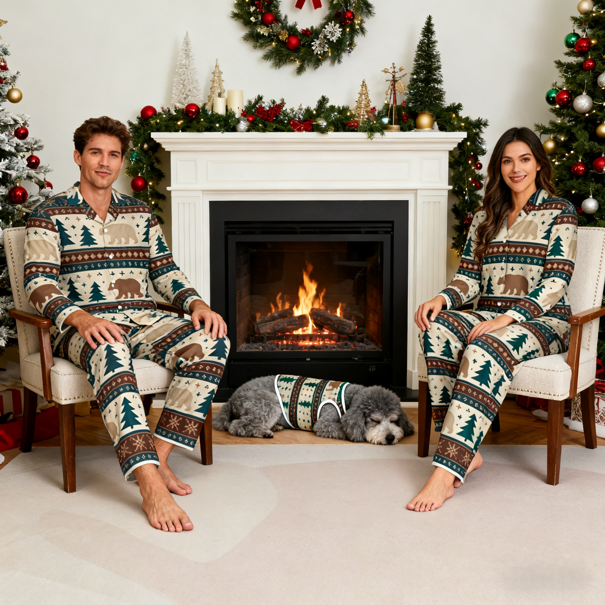 Holiday Bear and Tree Christmas Pajamas