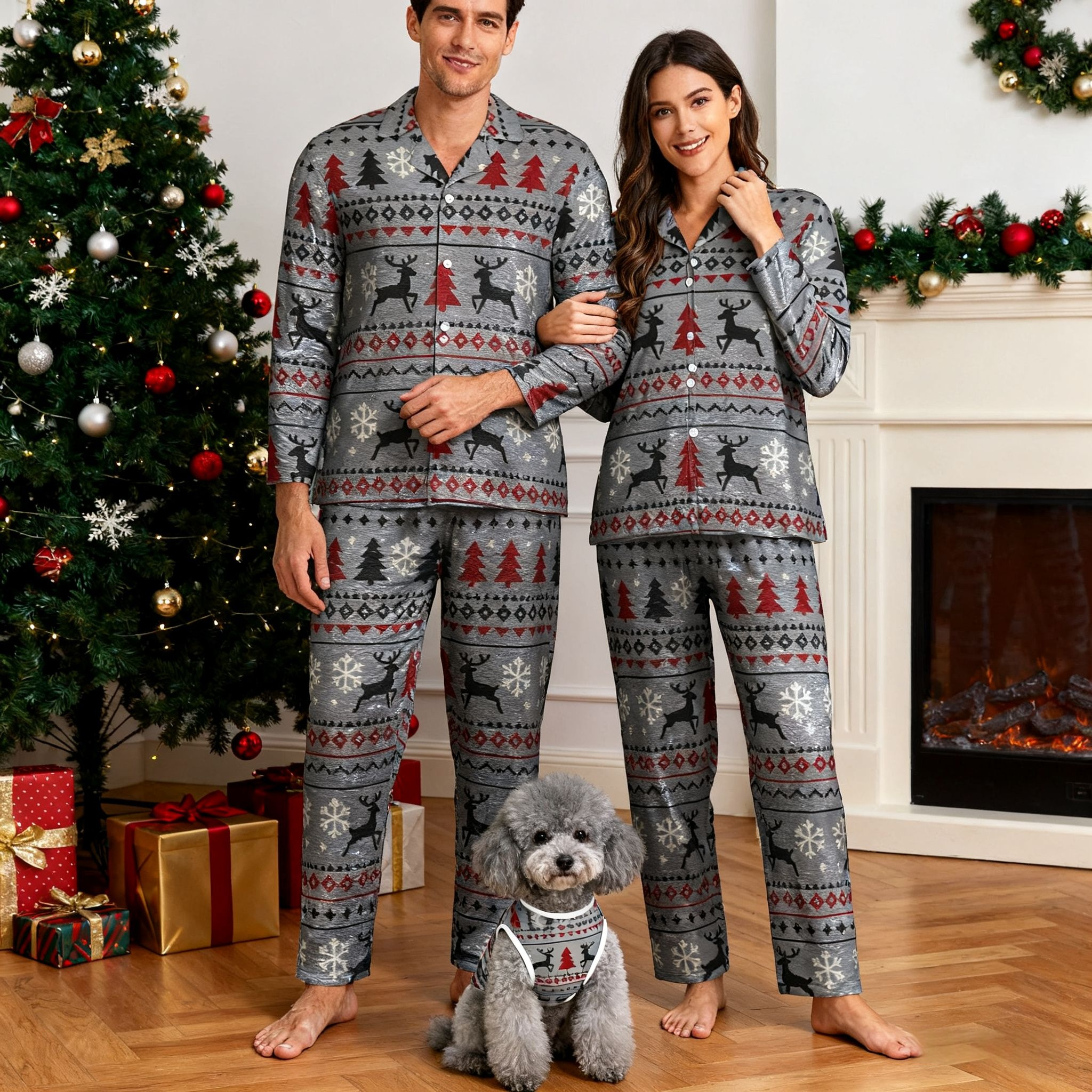Holiday Reindeer Forest Matching Pajamas