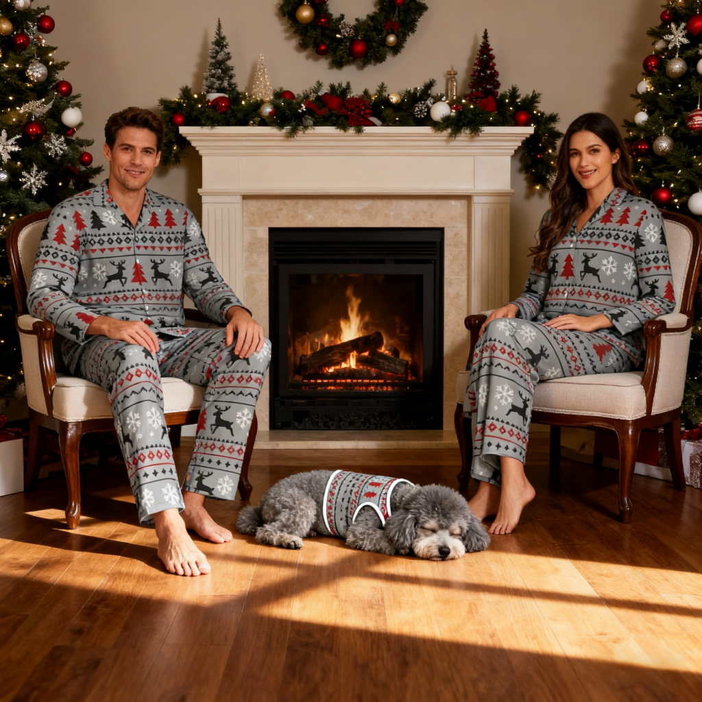 Holiday Reindeer Forest Matching Pajamas