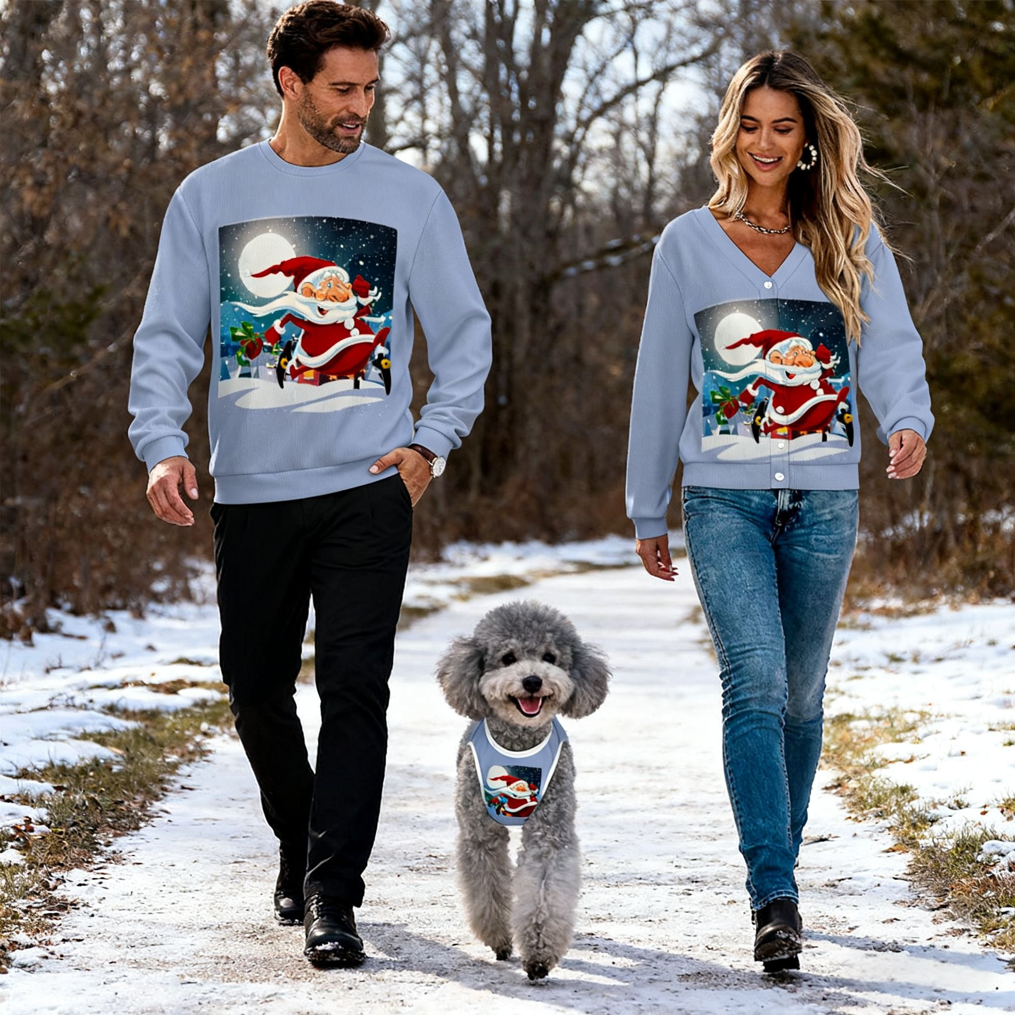 Flying Santa Night Sky Sweater