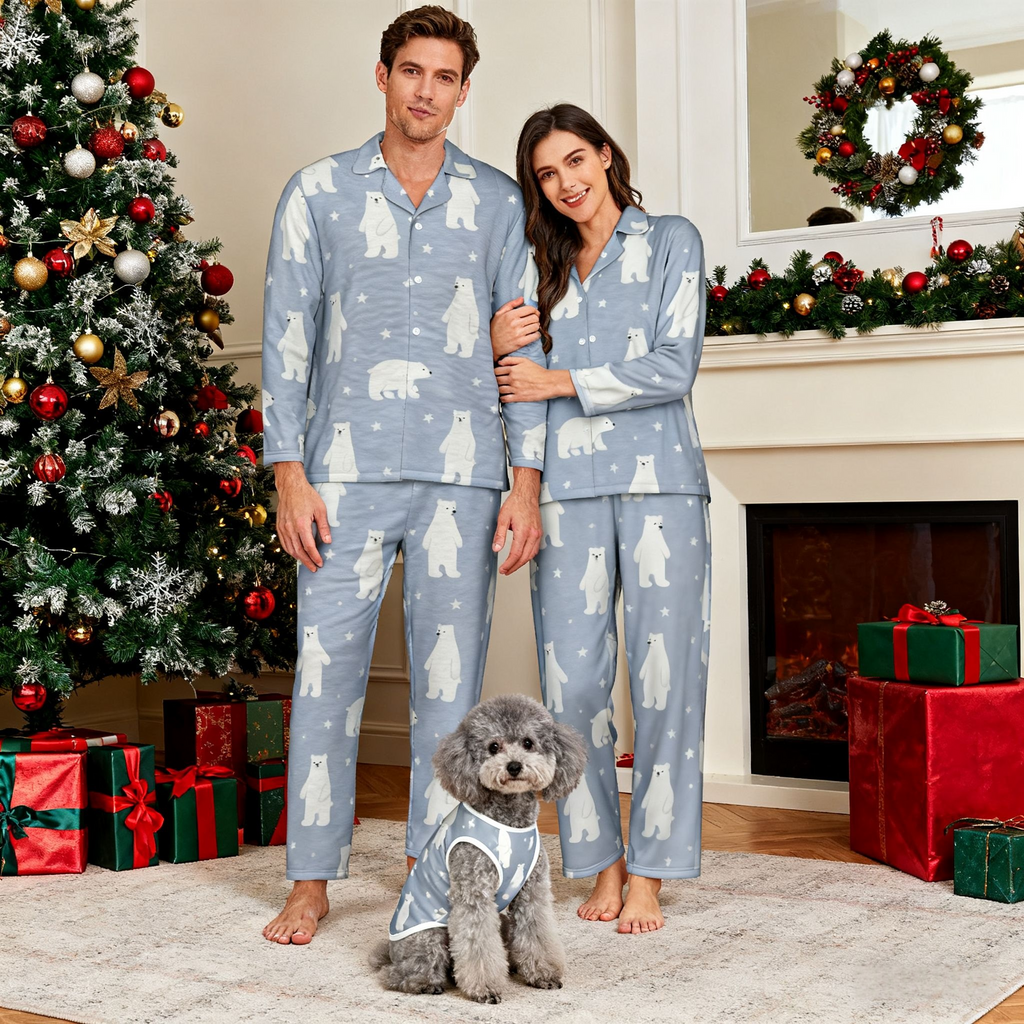 Holiday Polar Bear Print Christmas Pajamas