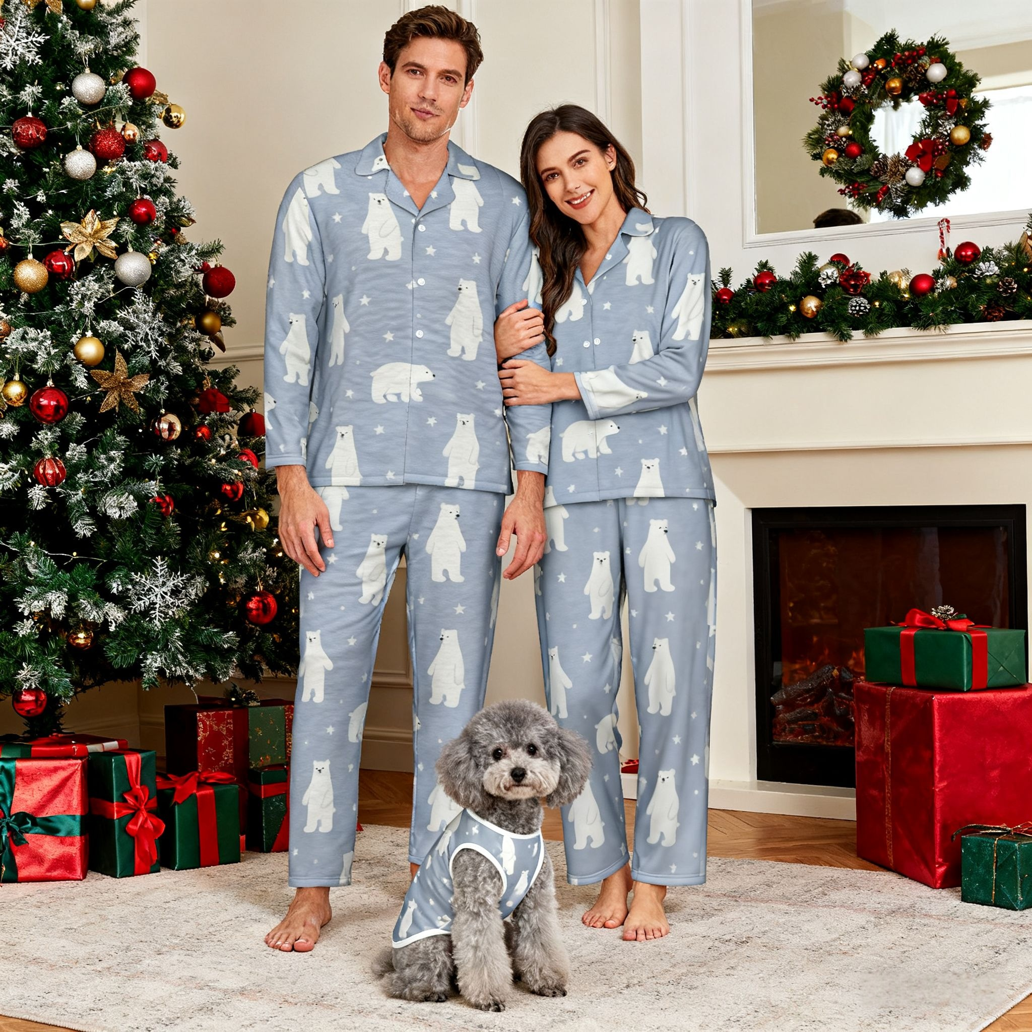 Holiday Polar Bear Print Christmas Pajamas