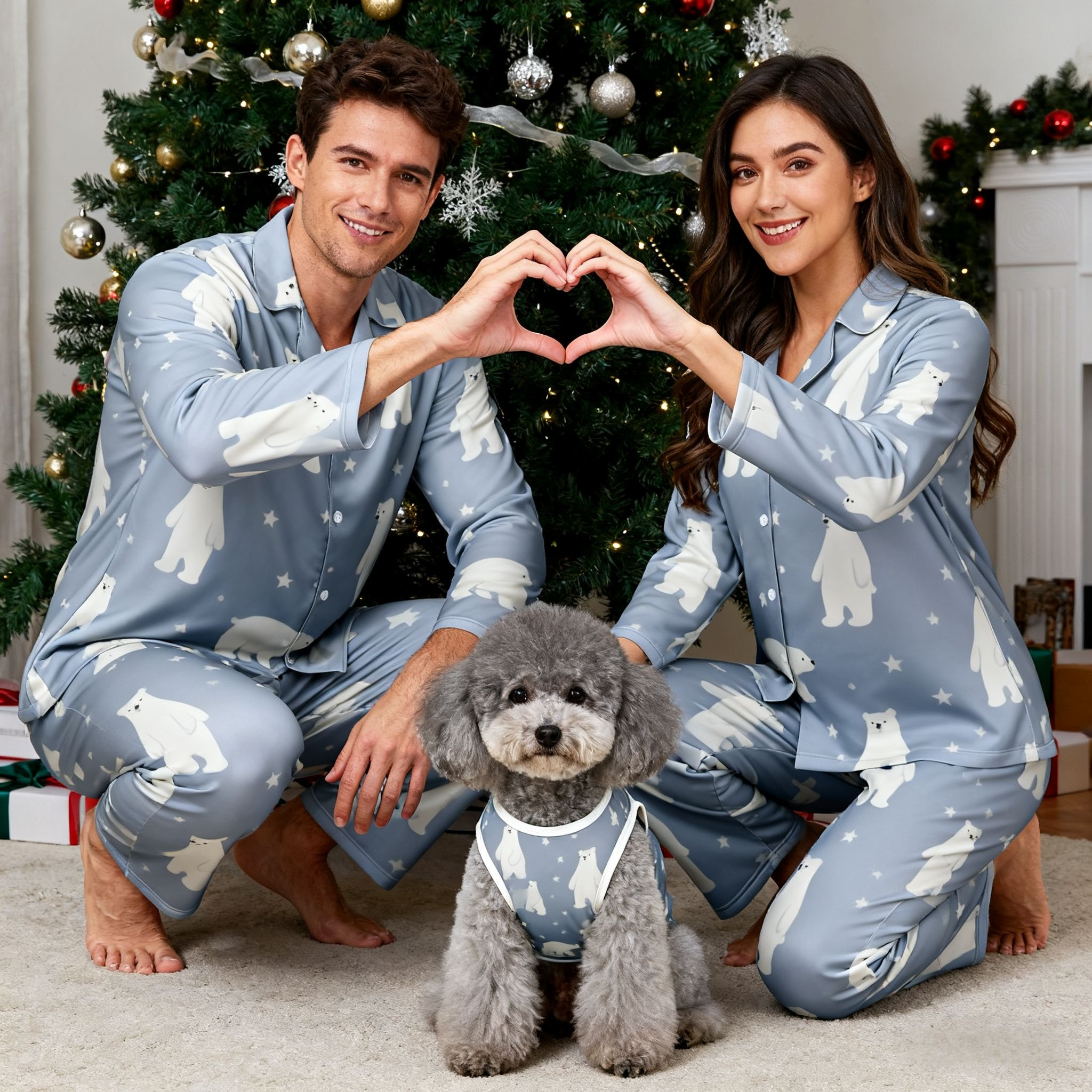 Holiday Polar Bear Print Christmas Pajamas