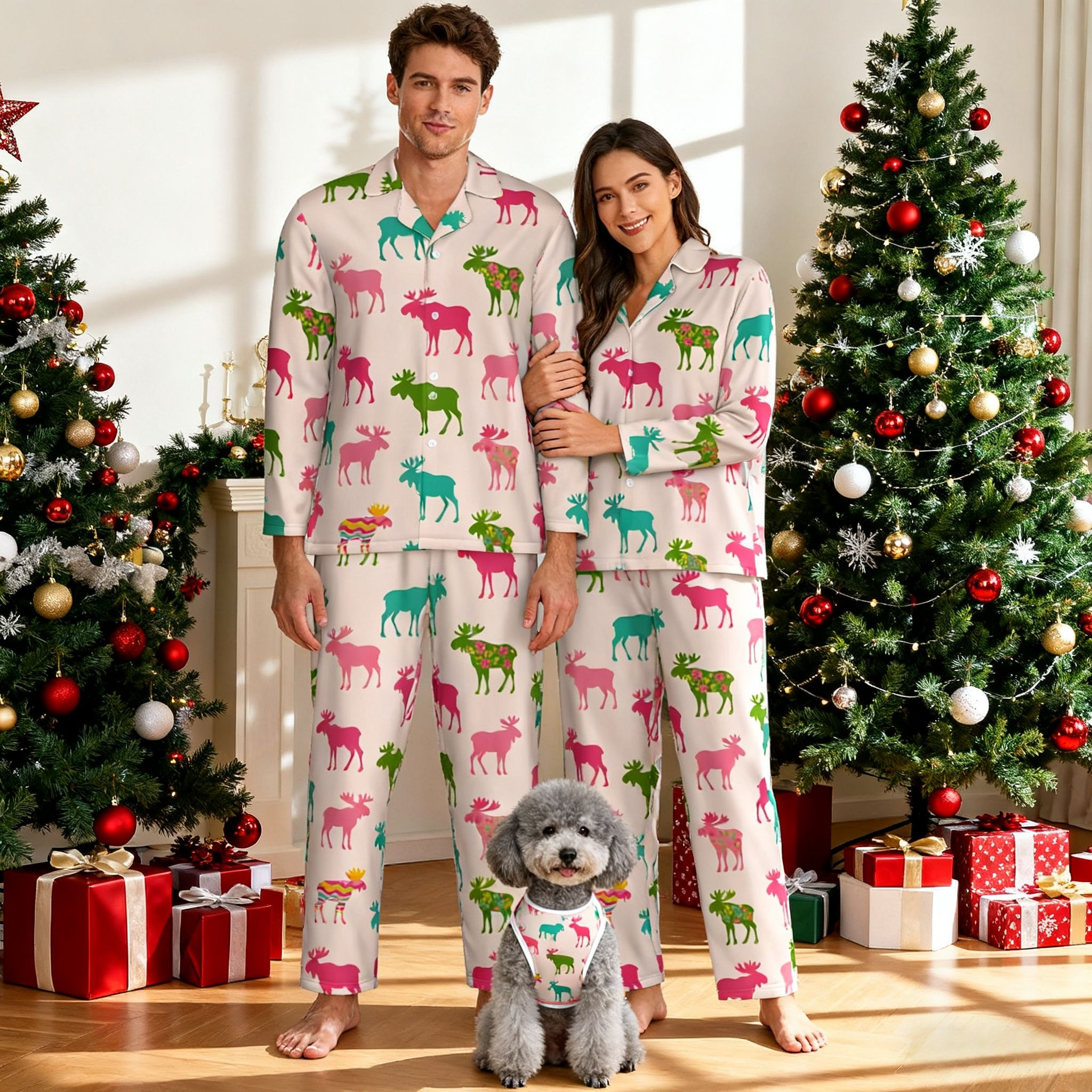 Holiday Moose Print Christmas Pajamas